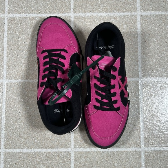 Off White c/o Virgil Abloh Low Black/Fuchsia Vulcanized Canvas Sz 7 / 37 Eu - Picture 5 of 8